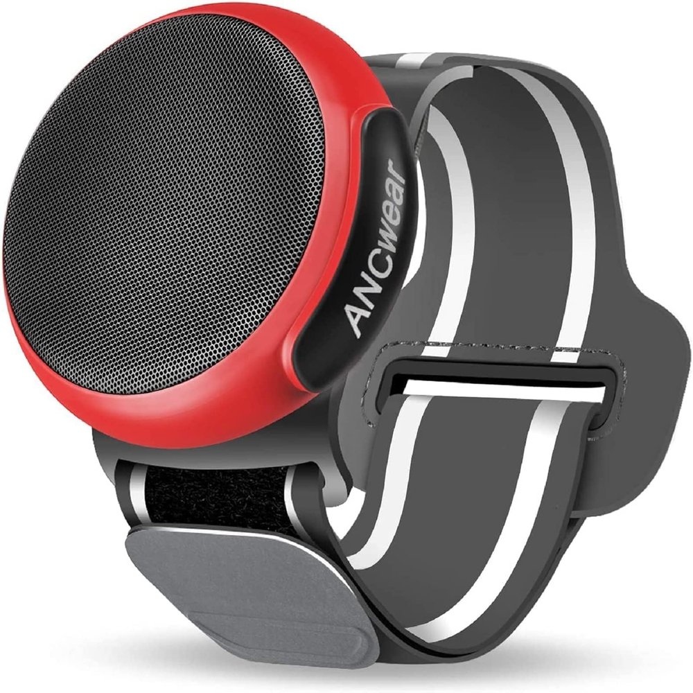 ANCwear Wearable Bluetooth Speaker with Clip, Waterproof Portable Mini Speaker, IPX6 Splash-Resistant, Bluetooth 5.3, 9.5H Playtime, 17 White Noise Tracks for Sports, Outdoor Travel (Red)
