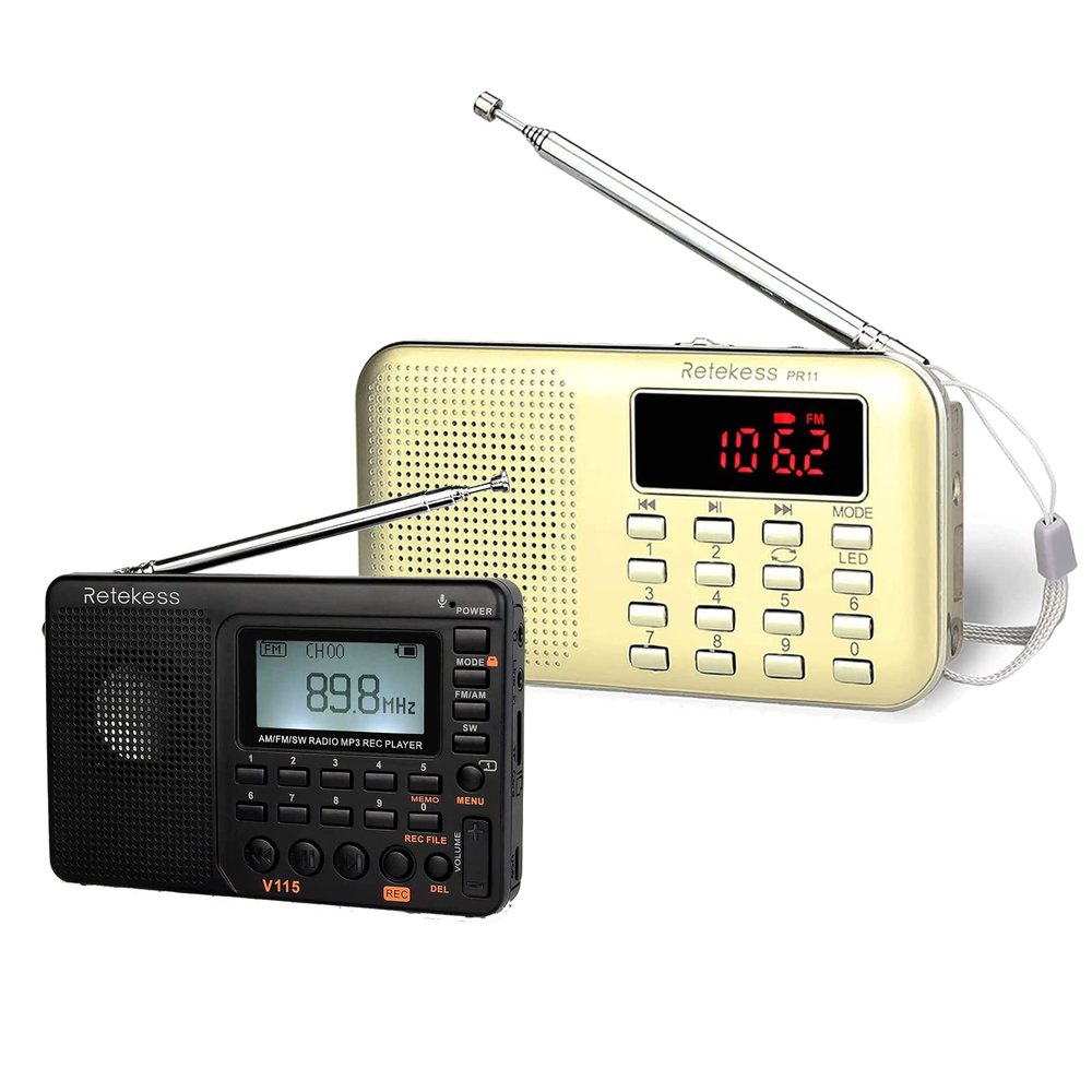 Retekess V115 Digital Radio AM FM, Portable Shortwave Radios, Retekess PR11 AM FM Radio Portable, Rechargeable Transistor Radios Support Micro SD