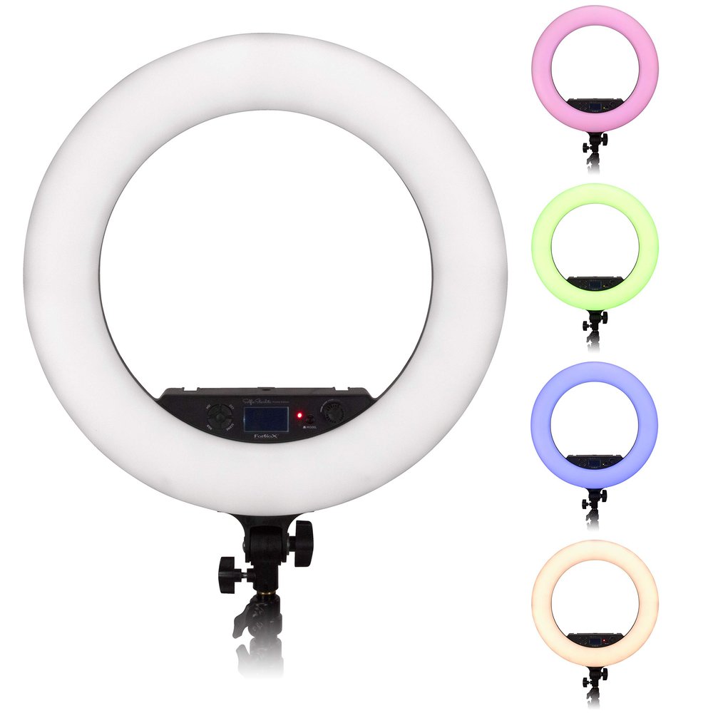 Fotodiox Selfie Starlite Prizmo Edition Vlog Light - 18in RGB Dimmable LED Ring Light for Portrait, Photography, Makeup, YouTube, Live Streaming Video and More