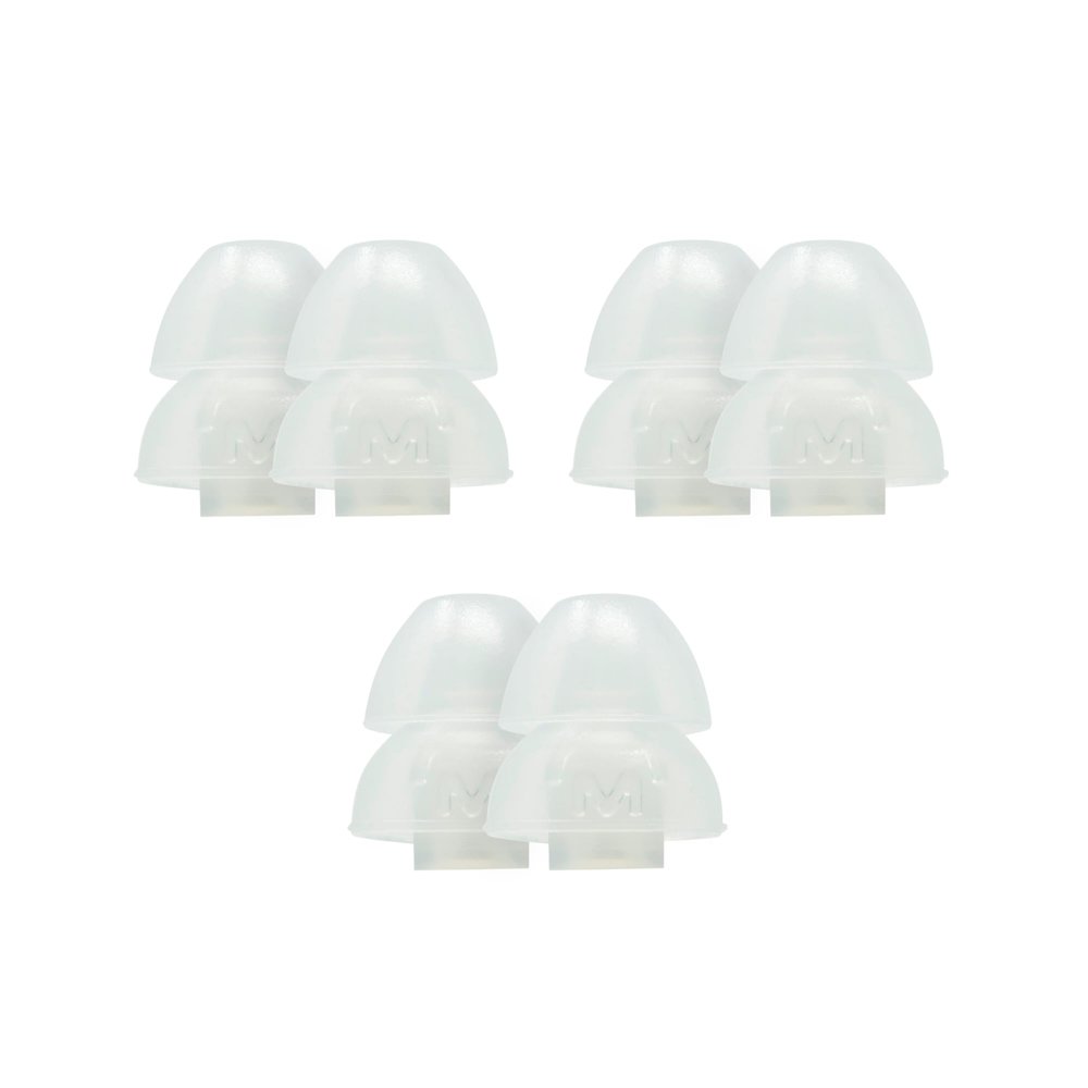 Etymotic Dual Flange Silicone Eartips, Clear - 6 Pack - Medium Fit