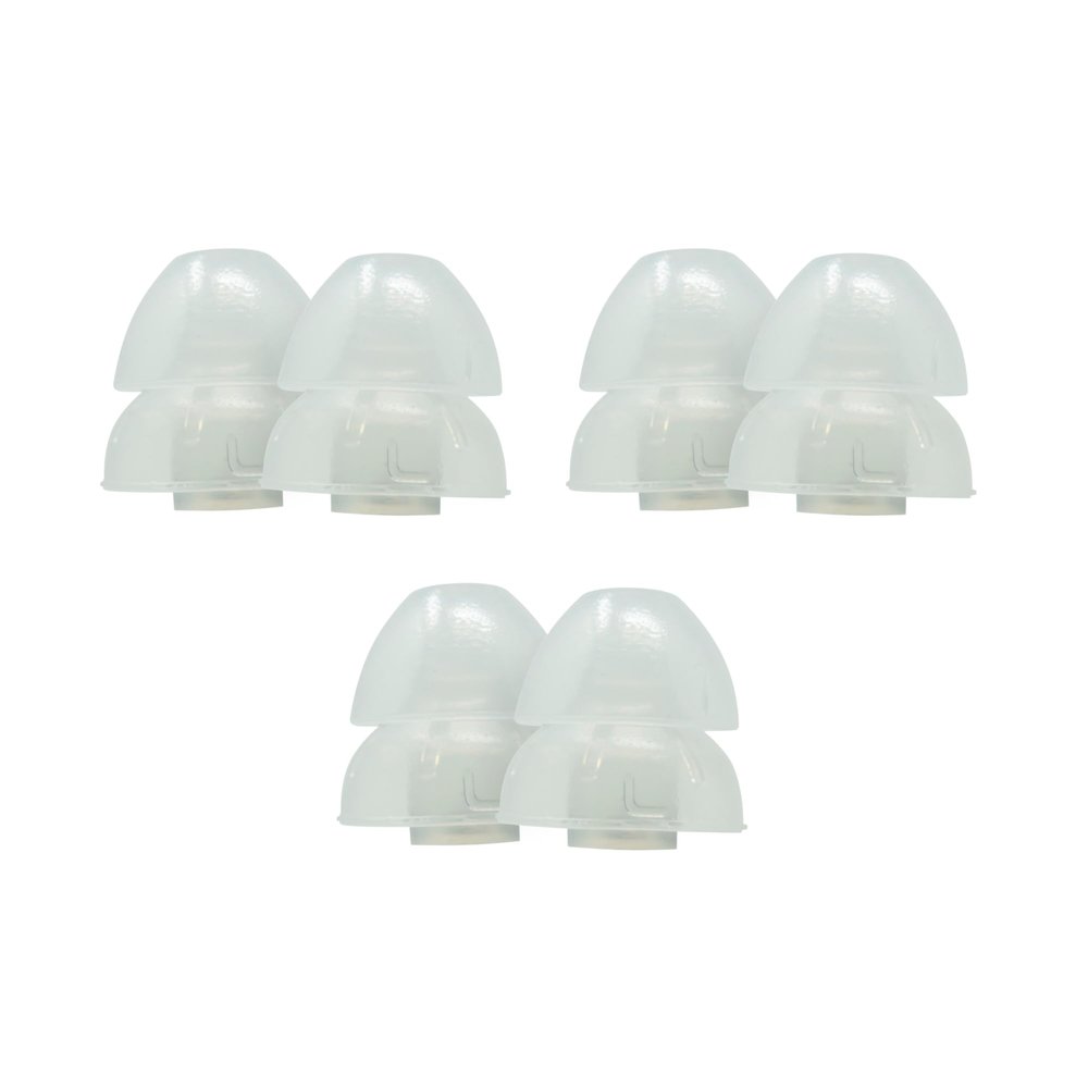 Etymotic Dual Flange Silicone Eartips, Clear - 6 Pack - Large Fit