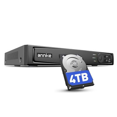 ANNKE 16 Channel NVR for Security Camera, 5-in-1 16CH 12MP Network Video Recorder with 4TB Hard Drive Disk, Supports 12MP/8MP/6MP/5MP/4MP PoE IP Cameras, 24/7 Surveillance Recording