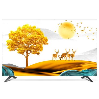 NANKAN 28''-80'' TV Dust Cover for Curved/Flat Screen Indoor TV Screen Protector, Colorful Painting Printed Television Covers, Soft Silky Polyester Fabric Decor (Color : Tree, Size : 40in)