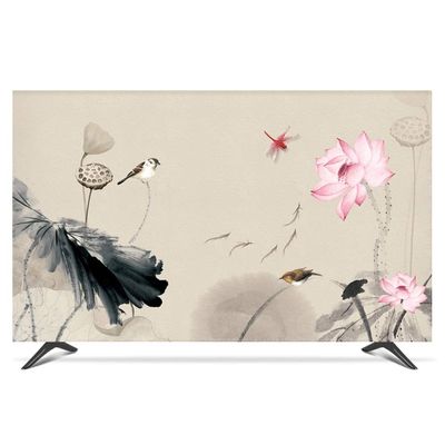 NANKAN 28''-80'' TV Dust Cover for Curved/Flat Screen Indoor TV Screen Protector, Colorful Painting Printed Television Covers, Soft Silky Polyester Fabric Decor (Color : Bird, Size : 65in)