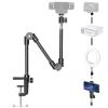 KDD Webcam Stand Camera Mount with Phone Holder, 22 Inch Foldable Flexible Gooseneck Cell Phone Clamp & Table Projector Mount, for Logitech C922 C930e C920S C920 C960 Brio 4K, Gopro Hero 8 7 6 5 view 1
