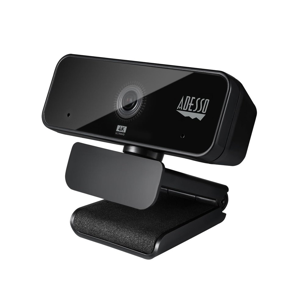 Adesso Cybertrack H6 4K Ultra HD USB Webcam with Built-in Dual Microphone & Privacy Shutter Cover, Black
