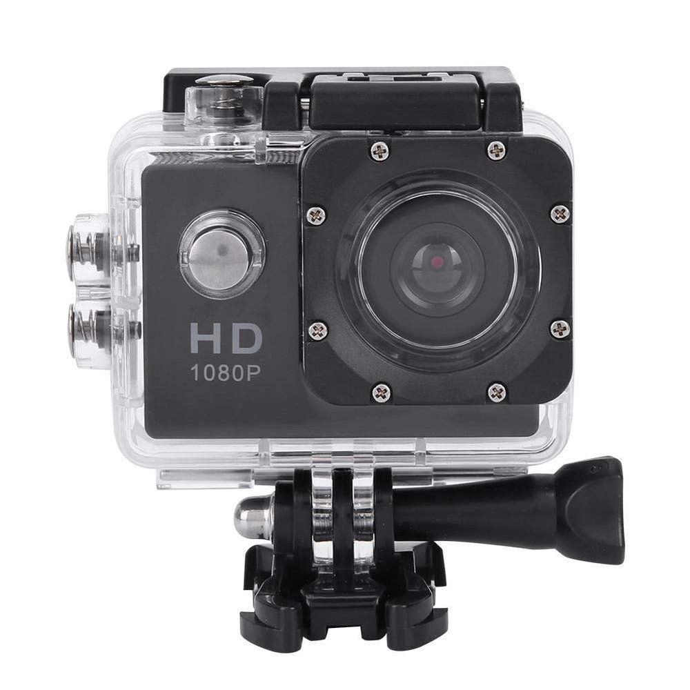 Action Camera 1080P 30fps 12MP, 30M Sports Cam 2 Inch with Accessories for Vlogging Diving Skiing Black