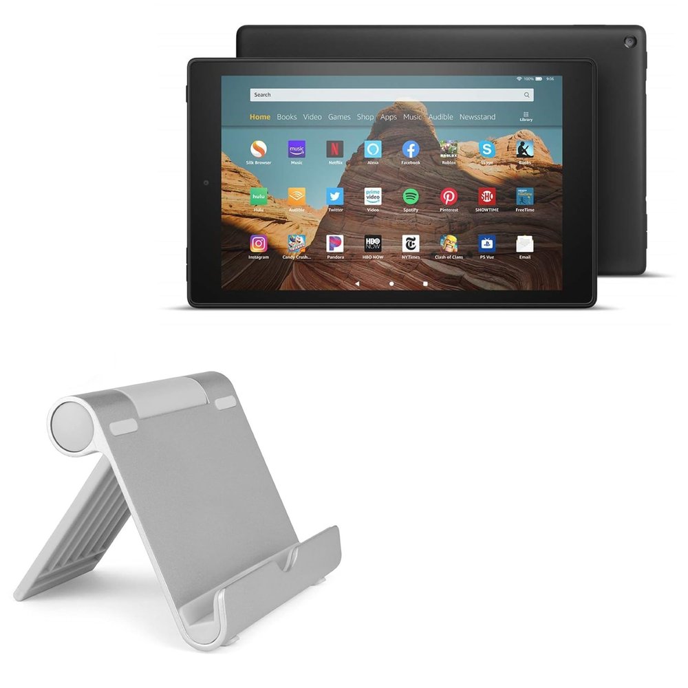 BoxWave Stand and Mount Compatible with Amazon Fire HD 10 (9th Gen 2019) - VersaView Aluminum Stand, Portable, Multi Angle Viewing Sturdy