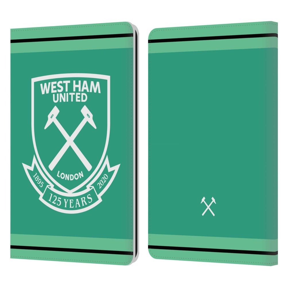 Head Case Designs Officially Licensed West Ham United FC Home Goalkeeper 2020/21 Crest Kit Leather Wallet Case Compatible with Kindle Paperwhite 1/2 / 3