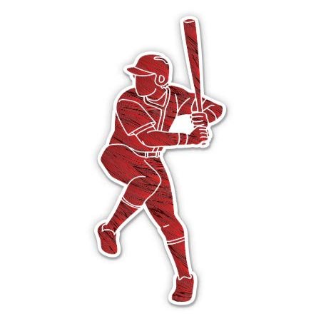 Baseball Player - 3" Vinyl Sticker - for Car Laptop Water Bottle Phone - Waterproof Decal