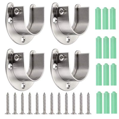 OwnMy 4 Packs Closet Rod End Supports Brackets 1-1/2" Diameter, Silver