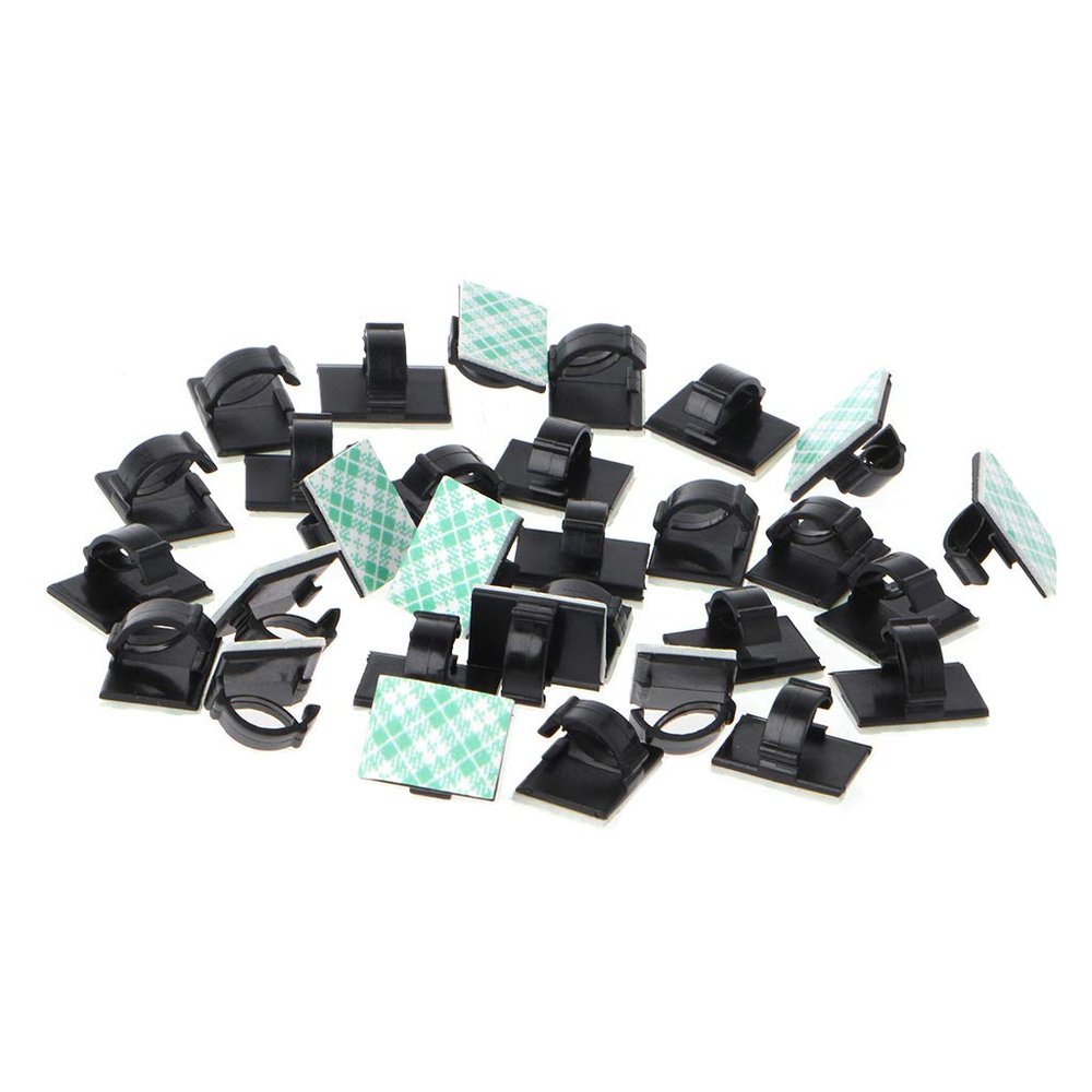 30Pcs Self Adhesive Cable Clips, Plastic Wire Clips Wire Clamps for Electric Wires (Black)