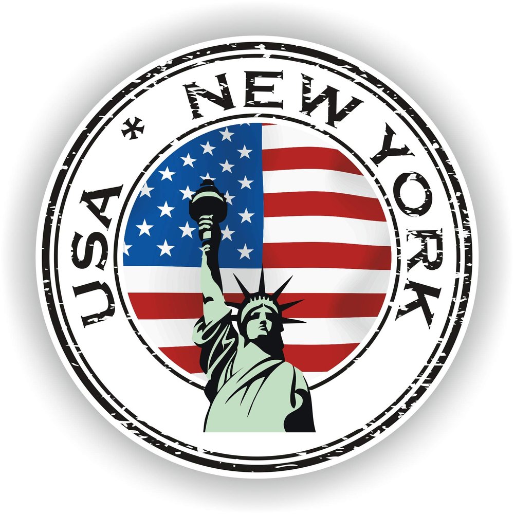 1x USA NEW YORK Round Vinyl Waterproof Sticker - 5cm / 2inches