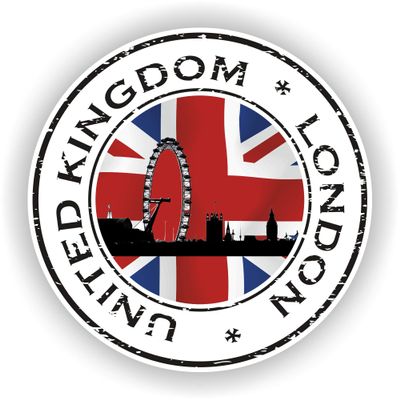 1x UK London Round Vinyl Waterproof Sticker - 5cm / 2inches