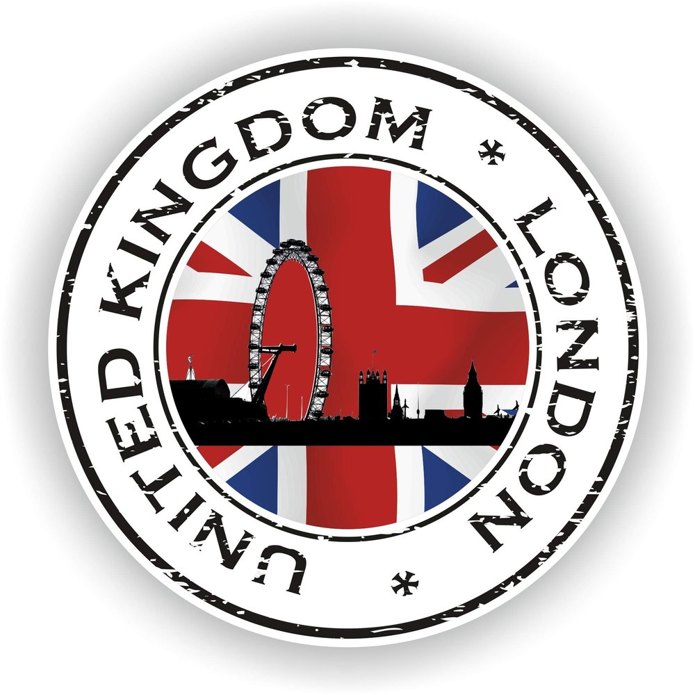 1x UK London Round Vinyl Waterproof Sticker - 5cm / 2inches