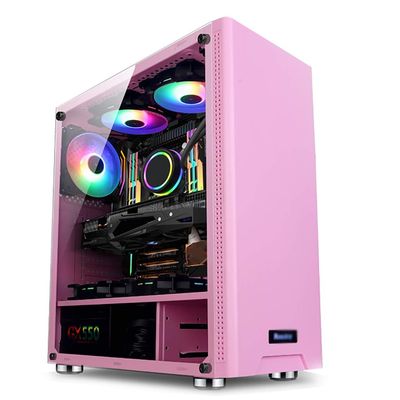 HDYD Pink Gaming Case,Mid-Tower PC Gaming Case ATX/M-ATX/ITX - Front I/O USB 3.0 Port - Acrylic Side Panel - 7 Fan Position - Water-Cooling Ready