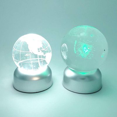USB LED Light Base Round Crystal Display Stand for Glasses Figurines