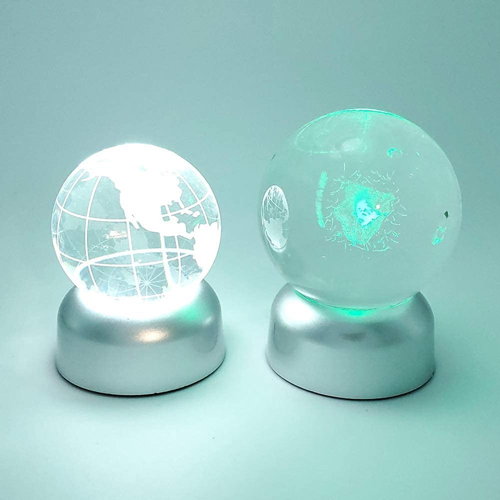 USB LED Light Base Round Crystal Display Stand for Glasses Figurines