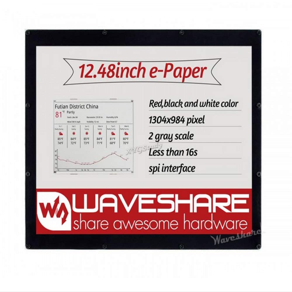 12.48 inch e-Paper E-Ink Display Module (B) 1304984 Resolution Red/Black/White Three-Color SPI Interface Wide Viewing Angle for Raspberry Pi 4 3/STM32/ESP32 @XYGStudy