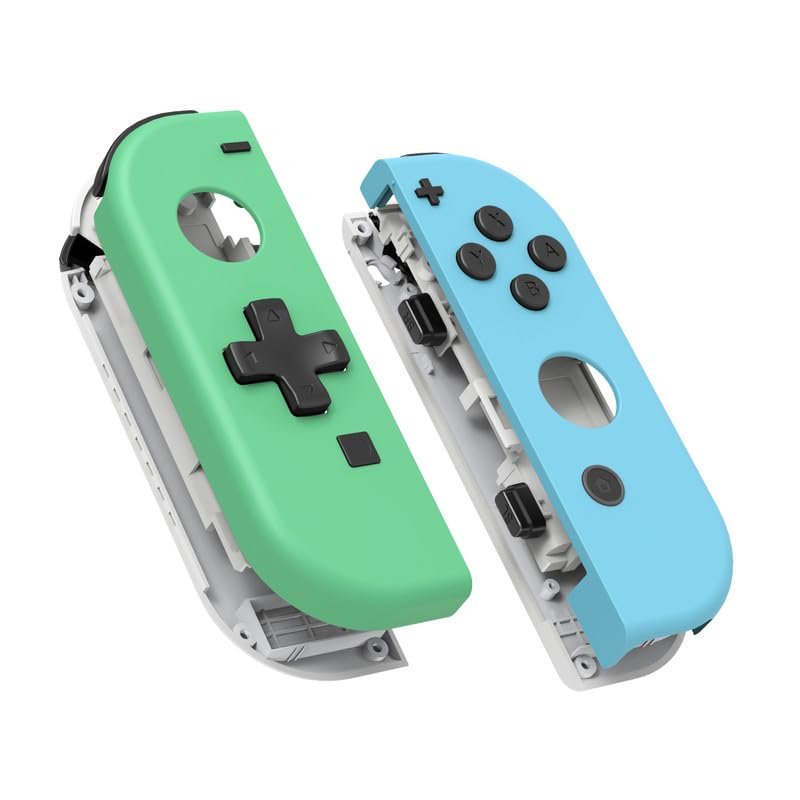 eXtremeRate Mint Green & Heaven Blue DIY Housing (D-Pad Version) with Full Buttons for Joycon Handheld Controller, Replacement Shell for Nintendo Switch & Switch OLED [Only The Shell, NOT The Joycon]