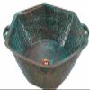 Side Handles Rustic Distressed Vessel Bathroom Copper Sink Bowl Hexagon Copper Kitchen Bar Prep Wash Basin Washbowl Household Remodel view 4