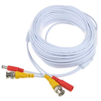 PKPOWER 100ft White BNC Video and Power Cable Wire Cord w/Connector for CCTV Security Camera