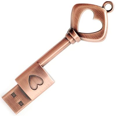 32GB USB 2.0 Flash Drive Ciway Memory Stick Retro Metal Love Heart Key Shaped Thumb Pen Drive(32GB,1pc)