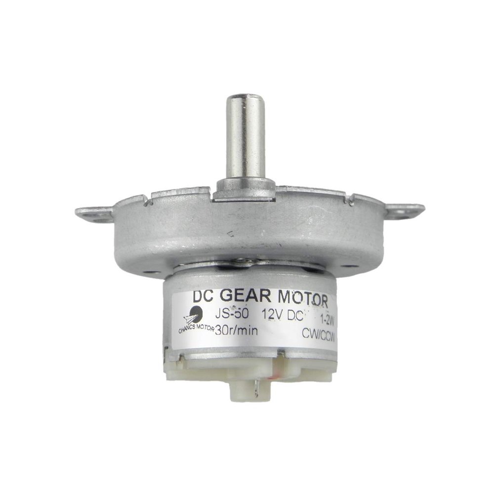 CHANCS DC 12V JS-50 30RPM D-Shaft CW/CCW Slow Speed Gear Synchro Motor Reduced DC Motor Car Moving Head Fan Motor