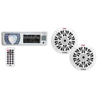 Pyle Bluetooth Marine Receiver Stereo + Pyle 6x9 Inch Dual Marine Speakers | Waterproof Boat Audio System