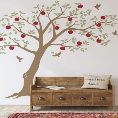 Apple Tree with Hummingbirds Wall Decal - by Simple Shapes (Scheme B)
