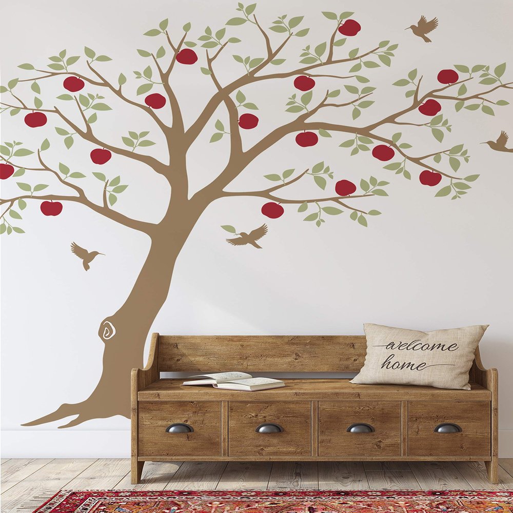 Apple Tree with Hummingbirds Wall Decal - by Simple Shapes (Scheme B)