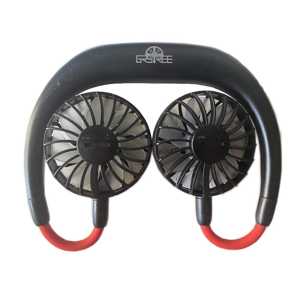 GRSTREE USB Portable Fan Hands Free Neck Fan Hanging Mini Sports Fan