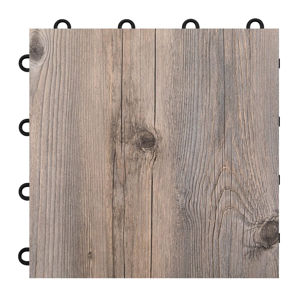 IncStores 3/8" Thick Snap Together Dance Flooring - 12"x12" Printed Vinyl Dance Floor for Practice & Performance - Barnwood - 1 Tile Pack