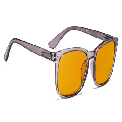 Blue Blocking Reading Glasses with Orange Lens - Square Computer Readers Women (Grey,+1.00)