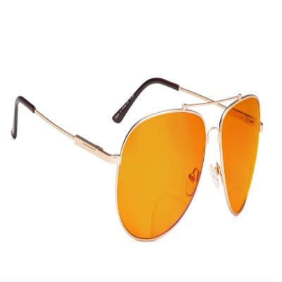 Bifocal Blue Light Blocking Computer Reading Glasses with Orange Tinted Filter Lens for Sleep Better (Gold,+1.00)