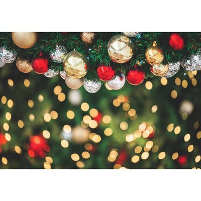 DORCEV 12x8ft Merry Christmas Photography Backdrop Xmas Tree Gold Red Berry Blurry Sparkle Bokeh Background Winter Leisure Family Party Kids Adults Portraits Photo Studio Props Wallpaper