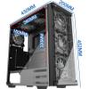 MUSETEX Phantom Black ATX Mid-Tower Case, 6 RGB Fans USB3.0 Honeycomb Airflow 2 Tempered Glass Panels, Gaming PC Case Computer Chassis 907-W6 view 2