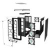MUSETEX Phantom Black ATX Mid-Tower Case, 6 RGB Fans USB3.0 Honeycomb Airflow 2 Tempered Glass Panels, Gaming PC Case Computer Chassis 907-W6 view 3