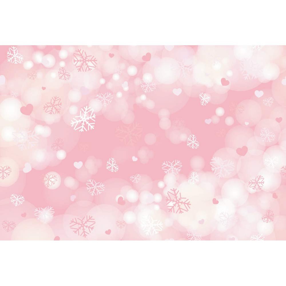 DORCEV 12x8ft Pink Snowflake Scene Photography Backdrop for Baby Shower Birthday Party Background White Pink Snowflake Blurry Bokeh Cake Table Banner Decoration Photo Shoot Studio Props