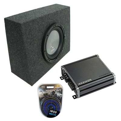 Harmony Audio A102 Bundle with Universal Regular Standard Cab Truck Single 10" Sub Box & CXA800.1