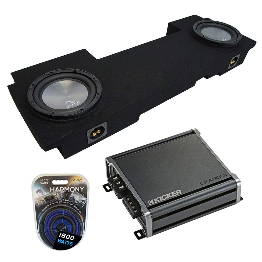 Harmony Audio Compatible with 2002-2013 Chevy Avalanche Underseat Bundle A102 Dual 10" Sub Box & CXA800.1 Amp