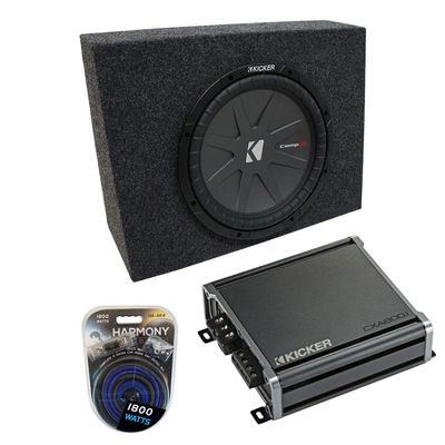 American Sound Connection Universal Regular Standard Cab Truck Kicker Bundle CompR CWR10 Single 10" Sub Box Enclosure & CXA800.1 Amp