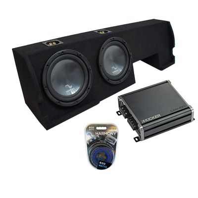 Harmony Audio R124 Bundle Compatible with Ford F-150 Super Crew Truck 2001-2003 Dual 12" Sub Box & CXA400.1