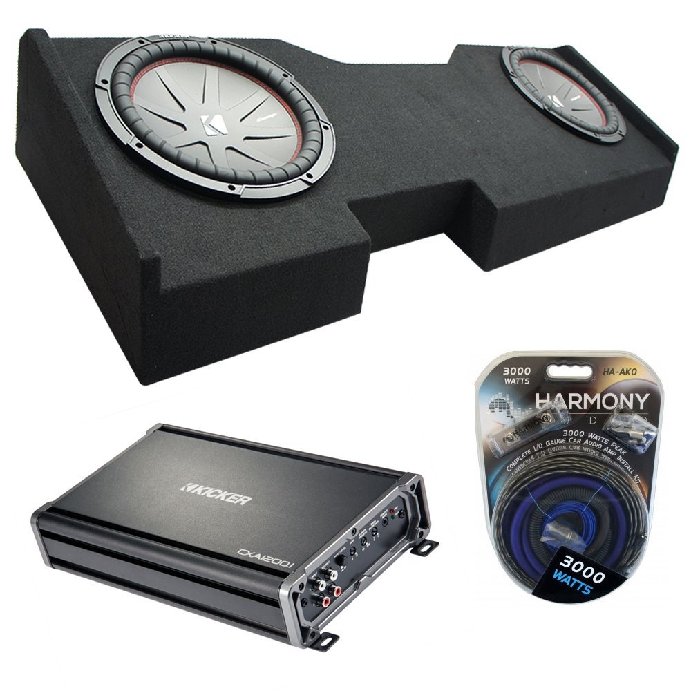 American Sound Connection ASC GM2X10-CREW14UP Compatible with GMC Sierra Crew Cab 2014-2018 Dual 10" Sub Box, 43CWR102 10" CompR CWR10 Series 400W RMS 2 Ohm DVC Car Sub - Refurbished