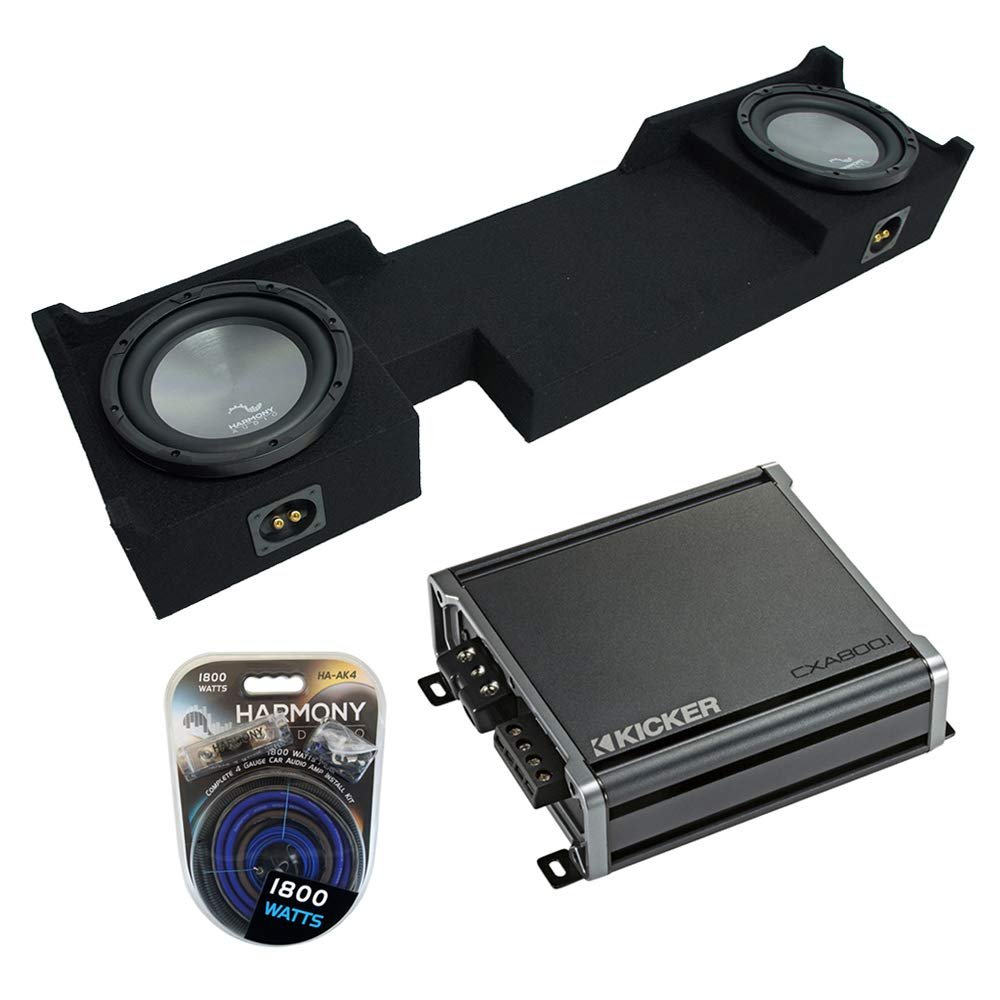 Harmony Audio Bundle A102 Compatible with Ford F-150 Ext Super Cab Truck 2004-2008 Dual 10" Sub Box & CXA800.1