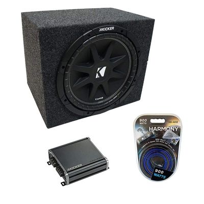 American Sound Connection ASC RF110H Universal Car Audio Single 10" Sealed Subwoofer Rear Angle Sub Box Enclosure 5/8" MDF Wood, 43C104 10" Comp C10 Series Sub