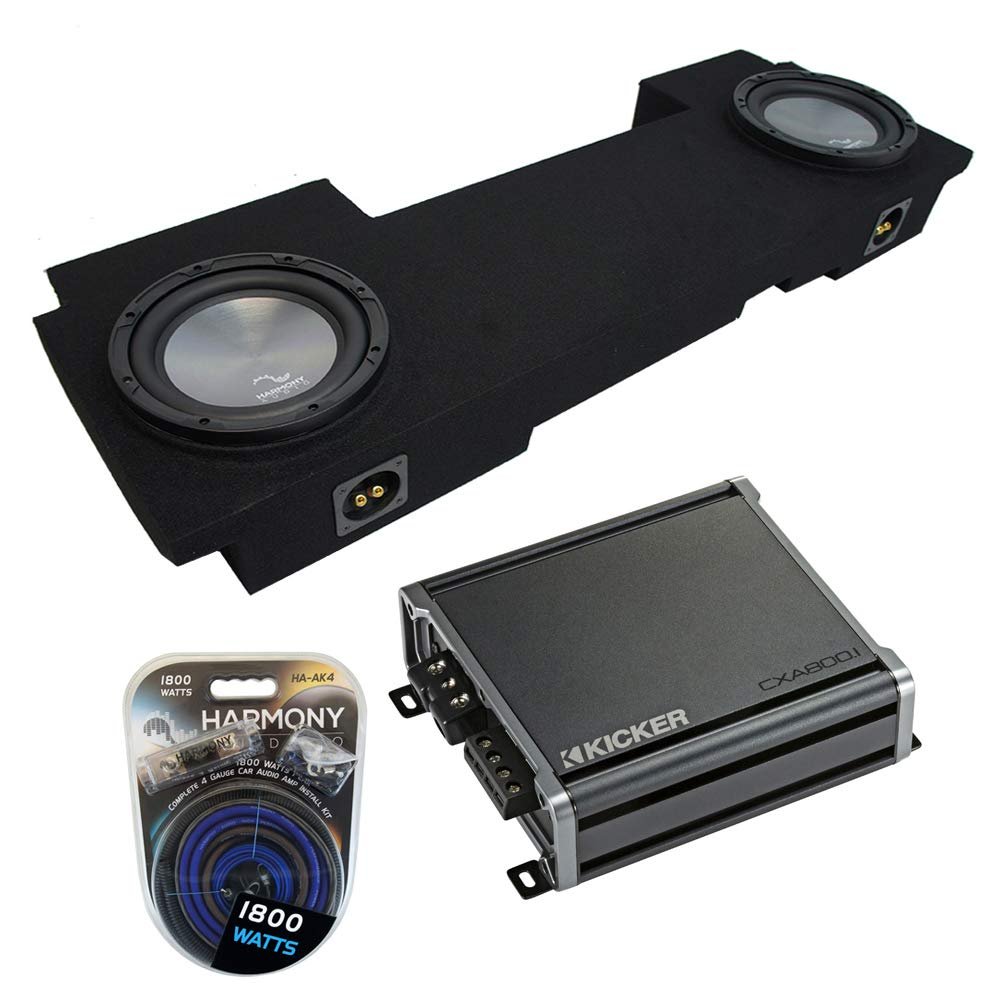 Harmony Audio Compatible with 2002-2013 GMC Sierra HD Crew Truck Bundle A102 Dual 10" Sub Box & CXA800.1 Amp