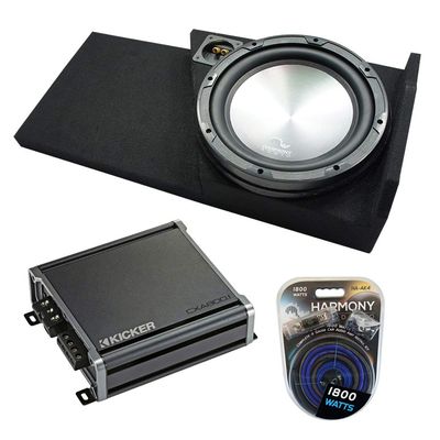 Harmony Audio Compatible with 2014-2018 Chevy Silverado Double Cab Bundle HA-A122 Single 12 Sub Box CXA800.1
