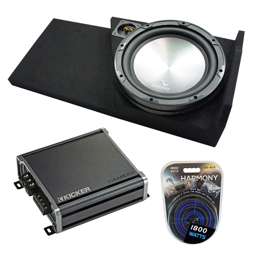 Harmony Audio Compatible with 2014-2018 Chevy Silverado Double Cab Bundle HA-A122 Single 12 Sub Box CXA800.1