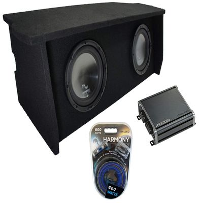 Harmony Audio HA-R104 Compatible with 2007-2018 Jeep Wrangler 2 Door Rhythm Series 10", 46CXA4001 Class D 800W Peak Sub Amp and JW2X10-0717-AR Dual 10" Sub Box with Amp Rack